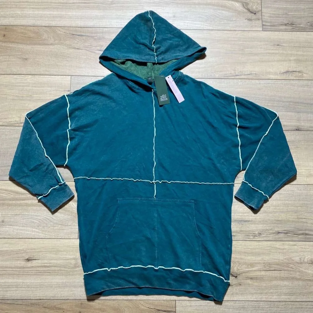 Wild Fable Unisex Seamed Hooded Sweatshirt Relaxed Fit Size Small Green - Picture 1 of 10